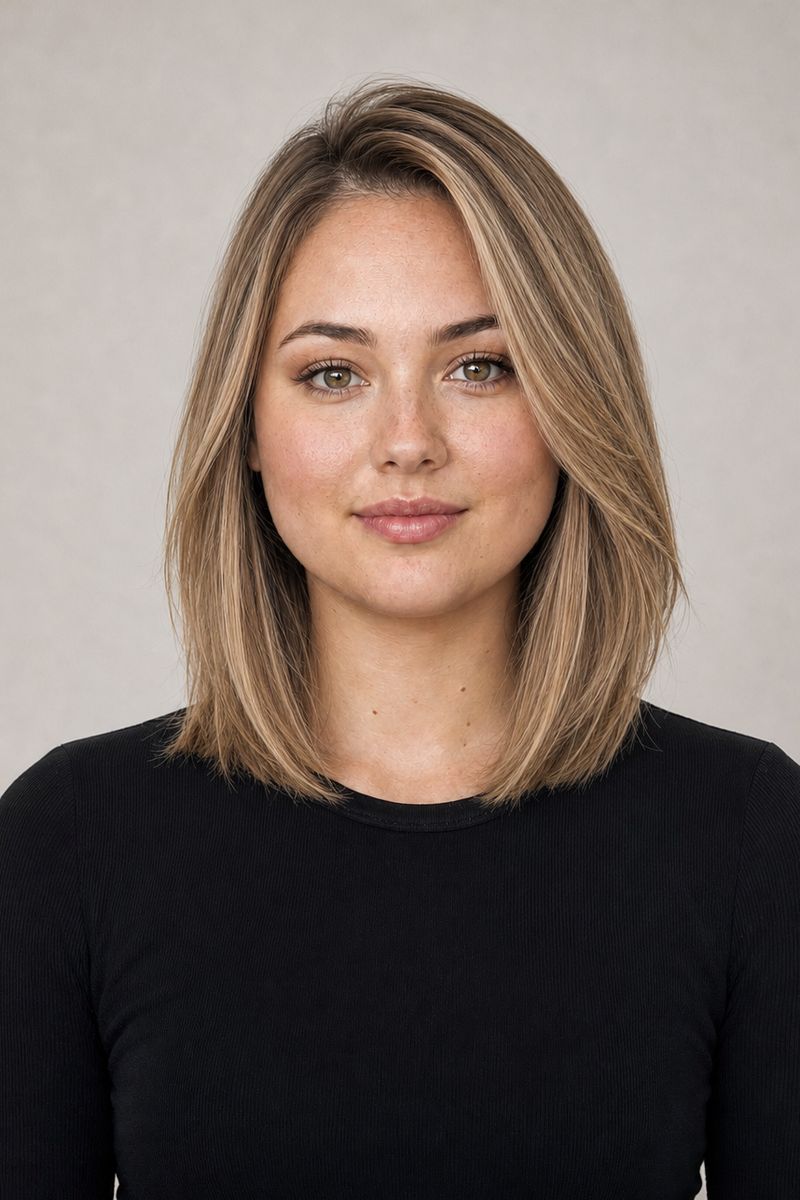 Round face shape: long bob to the collarbone