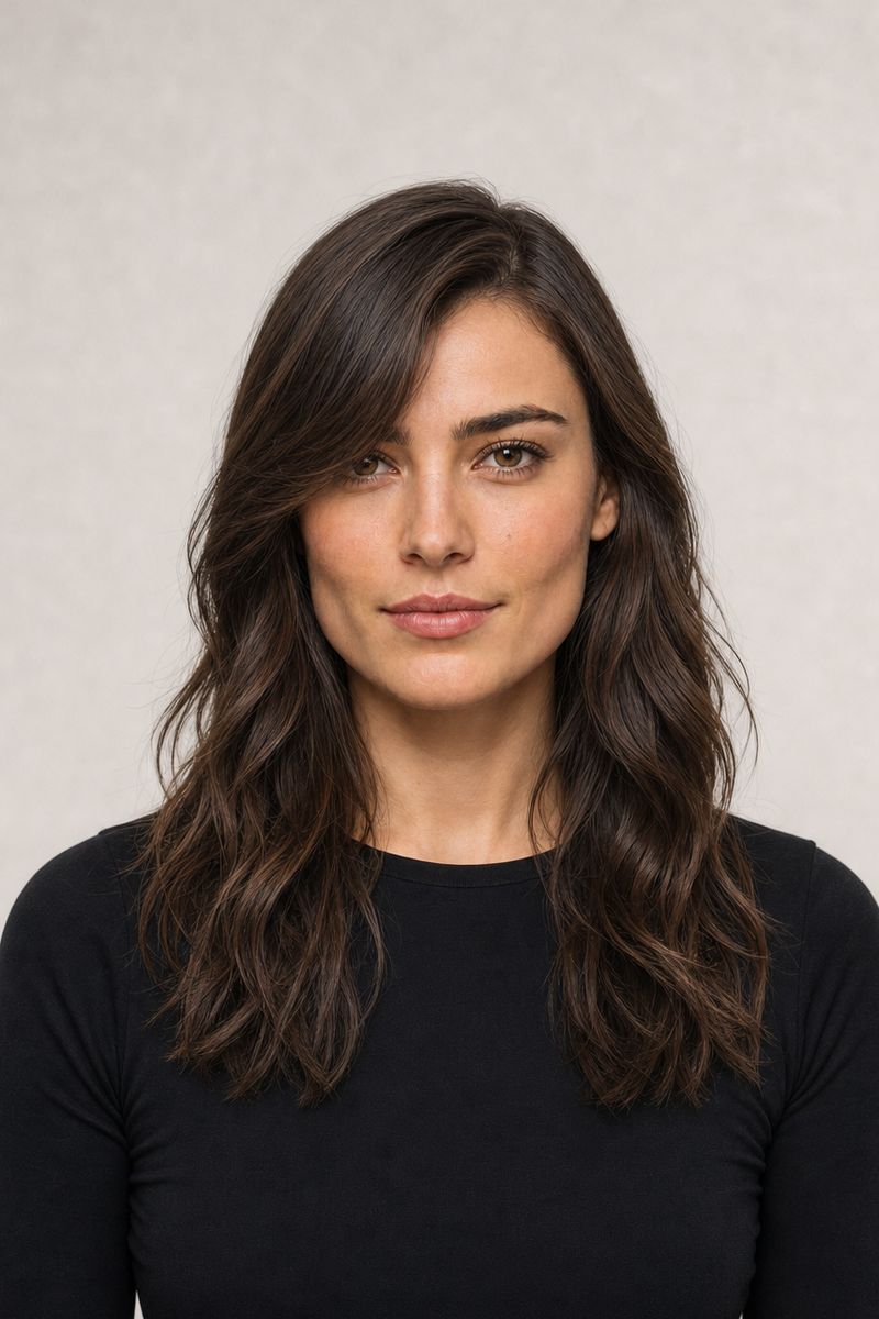 Square face shape: long layered hair