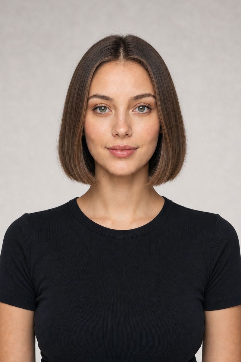 Oval face shape: chin-length bob