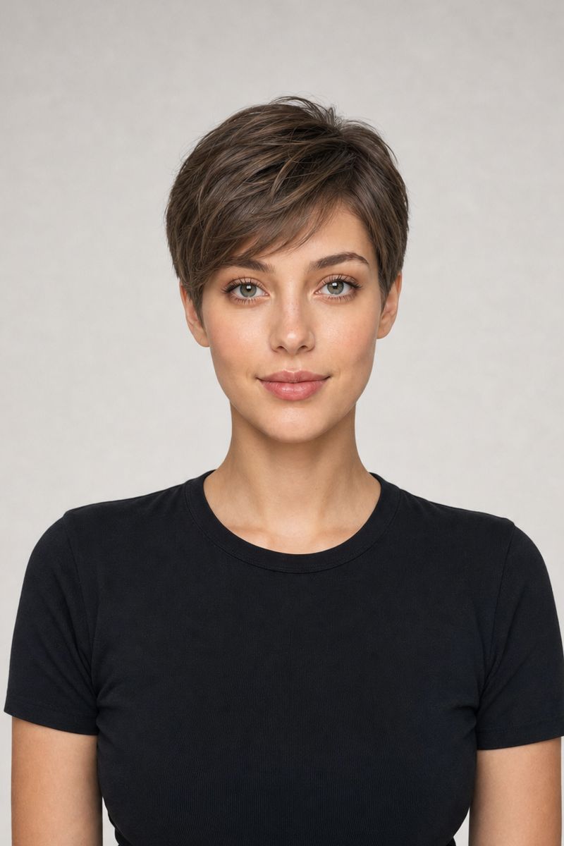Oval face shape: pixie cut