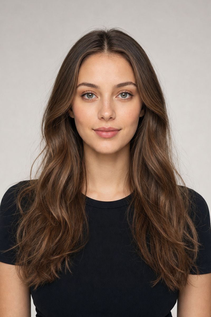 Oval face shape with long soft waves