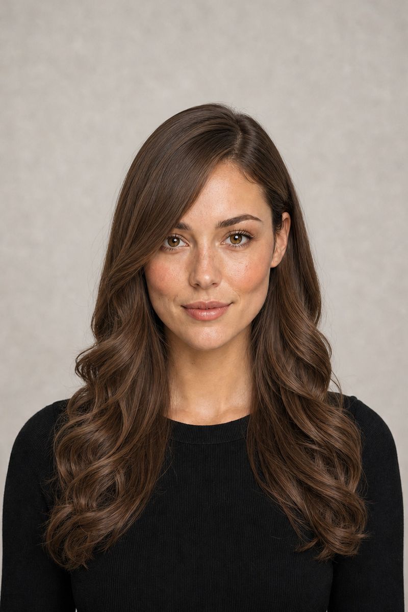 Heart shaped face: long hair with curls at the ends